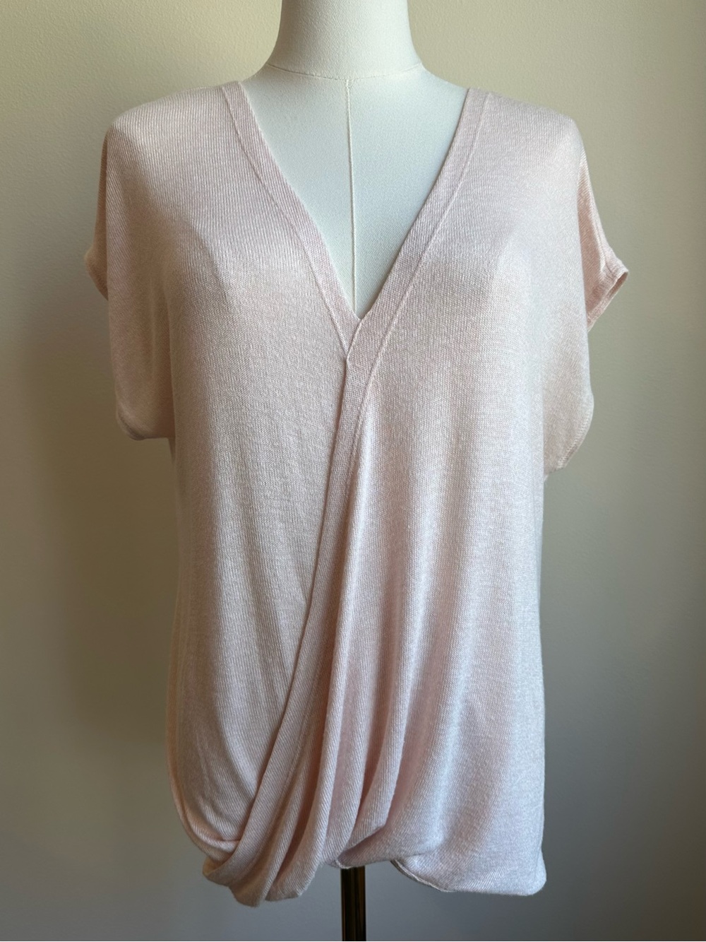 RACHEL Rachel Roy Blush Pink Draped V-Neck Soft Knit Sleeveless Top - SIZE L